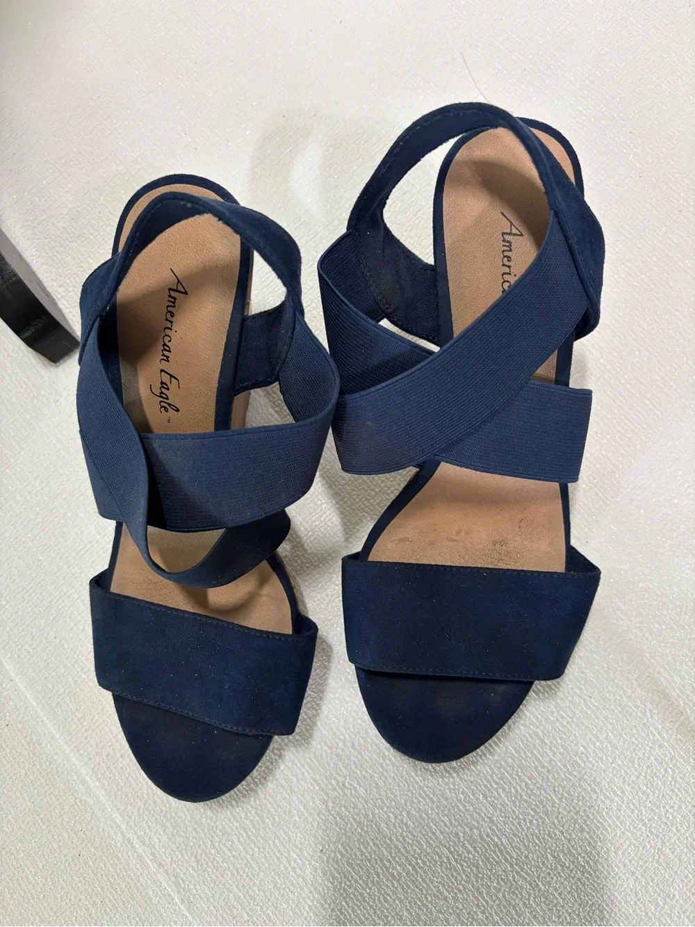 American Eagle Outfitters Navy Cork Wedge Sandals